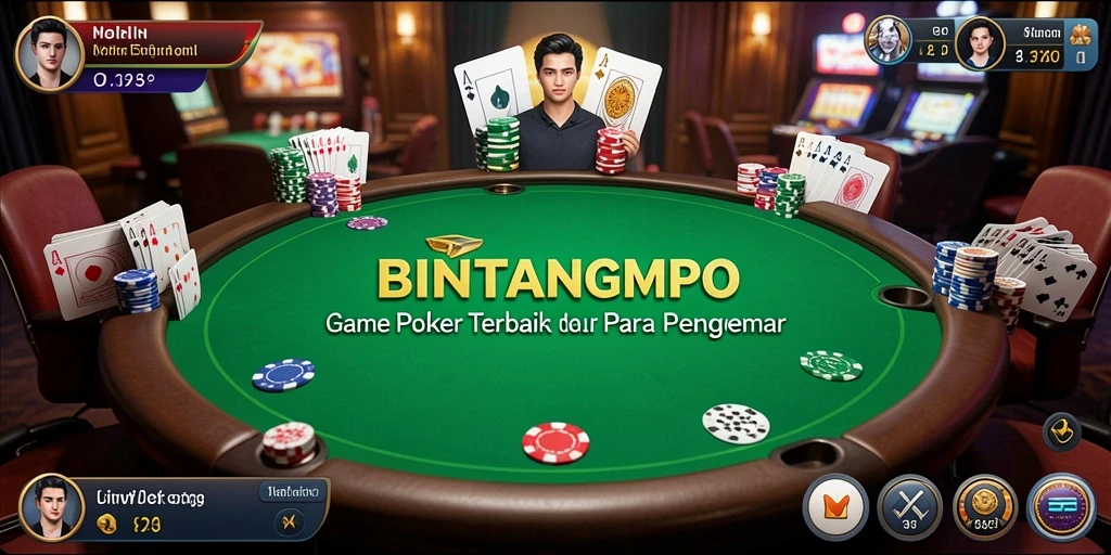 Screenshot BINTANGMPO menampilkan gameplay Poker yang seru dan interaktif.