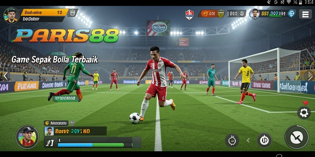Tampilan menarik dari gameplay sepak bola yang mendebarkan
