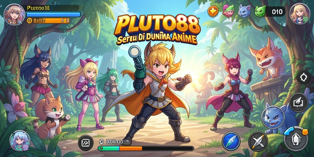 Tampilan gameplay seru di dunia Anime PLUTO88.