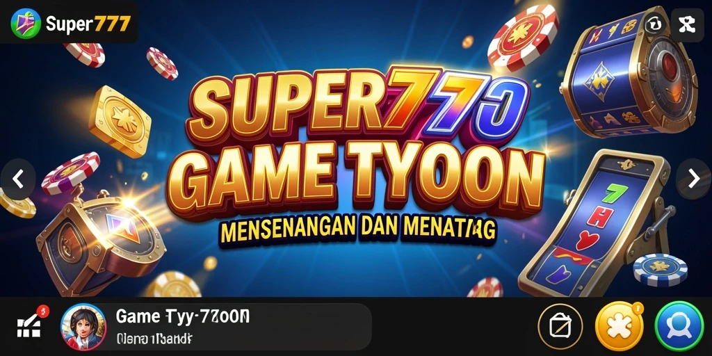 Tampilan menarik dari gameplay SUPER777 yang menggambarkan keseruan membangun bisnis.