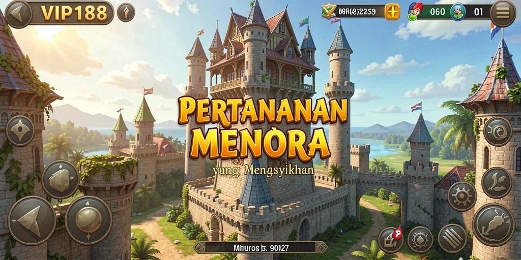 Tampilan gameplay menara pertahanan yang intens dan strategis.